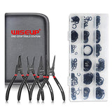 ▶ WISEUP Juego Alicates Para Anillos Seguridad Con 225 Piezas Juego Anillos Retención 4 Piezas 7 Pulgadas (Diámetro La Punta 1/20") Kit Alicates Para Anillos Seguridad Alicates M