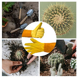 ▶ Guantes de jardinería, guantes largos de jardinería, guantes de jardín de trabajo de cuero, guantes de jardín para mujeres, guantes de jardinería para hombres, guantes de trabajo de cuero vacuno grueso y duradero. (Grande, amarillo)