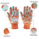 ▶HANDLANDY Guantes de jardín de algodón para mujer, 4 pares de guantes de jardinería suaves con puntos de PVC, guantes de trabajo florales para patio (L, naranja)