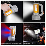 🔦 Linterna recargable GEPROSMA Linternas de Mano Recargable Led Alta Potencia 8000 LM Potente Grande Batería 10000mAh de Larga Duración Impermeable, Luz Camping Brillante, Teléfono con Carga USB