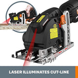 ▶ WORX  Sierra circular compacta eléctrica de 3 amperios Versacut de 3 3/8 pulgadas con tecnología de guía láser