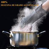 ▶ Guantes ignífugos Guantes de Silicona para Cocina - Guantes para Parrilla de Barbacoa de Horno - Guantes Silicona y Algodón de Doble capa Resistente al Calor y Antideslizantes - para Asar a la Parrilla|Cocinar|Hornear (Negro)