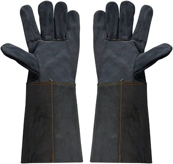 ▶ Guantes de soldador, guantes de trabajo protectores, guantes de cuero de guantes de soldadura Guantes de cuero de cuero que trabaja en el jardín protector contra el guiso de ma