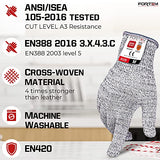 ▶ Guantes de Trabajo Anticorte , 4 guantes de Kevlar, guantes de corte de nivel 5, guantes de corte para ostras, guantes de trabajo de cocina para chefs, grado alimenticio, certificado EN388 (mediano)