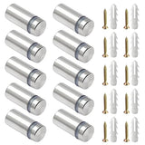 🔩 Juvielich - Tornillos separadores para letreros (8 unidades), 1/2 pulgadas Diámetro x 2,5 cm. L) Tornillos publicitarios de acero inoxidable para soportes de pared, accesorios para soportes de letreros, clavo acrílico de vidrio, plateado