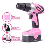 Pink Power Juego de herramientas de taladro y destornillador eléctrico PP1848K 18 V taladro inalámbrico con cargador y juego de brocas