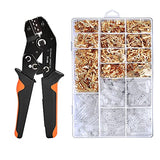 ▶ Kit de herramientas de crimpado de terminales de alambre con 1000 conectores de cable, juego de alicates de crimpado AWG20-12 para conectores de pala macho/hembra con mangas aisladas