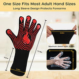 ▶ Guantes ignífugos  Guantes de barbacoa, guantes resistentes al calor, guantes ignífugos, guantes de parrilla de silicona antideslizantes lavables, guantes de cocina para barbacoa, parrilla, cocina, hornear, camping, ahumador (rojo)