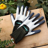▶ Guantes de jardinería  para mujer, guantes de trabajo impermeables con revestimiento de nitrilo para flores, plantas de jardinería, excavación de verduras, plantación, deshierba, siembra y trasplante