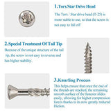 Teach - Tornillos de acero inoxidable para terraza, Torx/Star Drive cabeza plana multiusos para madera, 180 unidades