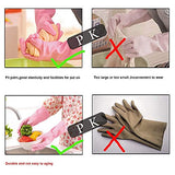 ▶ Guantes de goma de látex impermeables para lavavajillas, puños largos y forro de flocado, 2 pares (mediano)