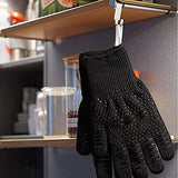 ▶ Guantes ignífugos guantes de barbacoa de 800 °C, resistentes al calor, guantes ignífugos, guantes de barbacoa, guantes de horno para ahumar, cocinar, hornear, con garras de triturador de carne y cepillo para untar salsa (negro)