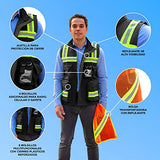 Chaleco de Seguridad Premium | Chaleco de Seguridad Industrial, Reflejante y Multifuncional con Cinta de Alta Visibilidad y Bolsa Transportadora. Varios Colores. (MEDIANO, GRIS)