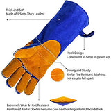 ▶ Guantes Soldador de Alta Temperatura Guanteletes A Prueba Fuego Resistentes Al Calor, Guantes Protección Cuero para Soldador, Barbacoa, Estufa,