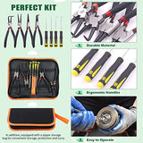 KEADIC Juego de 8 alicates de anillo de 7 pulgadas con gancho que incluye recto/doblado/mandíbula/puntas de clip C y gancho de extracción de precisión, anillo de cierre de aceite interno/externo Ki