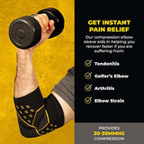 CopperJoint Manga de compresión para codo, soporte para codo y tendinitis, codera para hombres y mujeres, alivia el dolor y las molestias (grande)