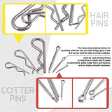 💢  Hilitchi Juego surtido de 122 pines y clips de acero inoxidable 304, incluye 9 estilos M4, M6, M8, M1.5, M2, M3, Pin de acero chapado en zinc y clips R de retención de resorte