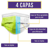 ▶ Mascarillas desechables de 4 Capas, Ultra Suave, Máscara Protectora y Transpirable, Paquete de 50 Unidades para Uso Diario Fabricada en Estados Unidos (Verde Kiwi)