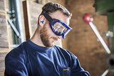 ▶ Gafas de seguridad Odyssey II S80200, antiniebla, resistente a los arañazos, protector de ojos sin látex para hombres y mujeres con lente transparente de doble panel, marco azul