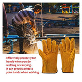 ▶ Guantes de soldador Un par / set Fire a prueba de fuego Guantes de soldadora de cuero de vaca duradera HUEVOS DE SEGURIDAD DE LOS TRABAJO DE CALOR for SOLDADURA HERRAMIENTAS DE MANO DE METAL Resisten