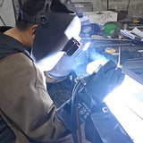 ▶ Guantes de soldador de forja de cuero/herrero/Mig/tig 16 pulgadas 932 °F resistentes al calor guantes a prueba de calor para barbacoa/parrilla/estufa/soldador TIG/Mig/soldadura con costuras de Kevlar manga larga gris