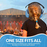 ▶ Orejeras de protección auditiva y reducción de ruido - Ligeras, ajustables y plegables NRR 20dB Protección auditiva de seguridad para disparar, trabajo con maquinaria pesada y caza Se adapta a adultos y niños, azul