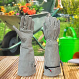B Baosity Guantes de jardinería de cuero de PU para mujeres y hombres Guantes de protección de antebrazo largo resistente a prueba de espinas Guantes de trabajo, l