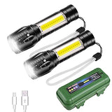 🔦 Linterna recargable EASYTAO Linterna LED Recargable Paquete de 2, Lampara Tactica con Luz de XPE+COB Flashlight Portátil, Lampara Led con 5 Modos de Luz