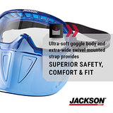 Jackson Safety GPL500 Premium Goggle with Detachable Face Shield, Anti-Fog Coating, Clear Lens, Blue, 21000