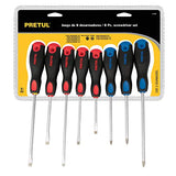 ▶ PRETUL Juego de 8 desarmadores, mango Comfort Grip