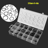 225 Piezas Anillo De Retención a Presión,Circlips,Anillos De Seguridad,Juego De Cajas Surtidas Circlip,Metal,Internos y Externos,En Una Caja De Plástico