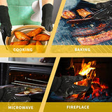 Guantes de barbacoa, guantes resistentes al calor, guantes ignífugos, guantes de parrilla de silicona antideslizantes lavables, guantes de cocina para barbacoa, parrilla, cocina, hornear, camping, ahumador (negro)