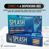 PlastCare USA Splash - Guantes de nitrilo, color azul, 100 unidades, sin látex (1 caja de 100), color azul
