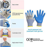 ▶ Guantes de Trabajo Anticorte  de nivel 5 de protección, con revestimiento de látex ecológico, comodidad y destreza, guantes de corte de seguridad para cocina, desprendimiento de ostras, corte de carne, mandolina, pequeño