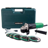 ▶ METABO Esmeriladora  angular de 4-1/2 pulgadas, estuche y 5 ruedas abrasivas incluidas, 6.2-Amp, compacto y ligero