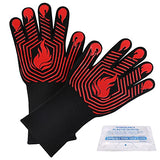 ▶ Guantes ignífugos  Guantes de barbacoa, guantes resistentes al calor, guantes ignífugos, guantes de parrilla de silicona antideslizantes lavables, guantes de cocina para barbacoa, parrilla, cocina, hornear, camping, ahumador (rojo)
