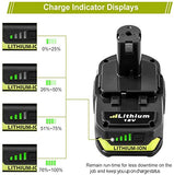 POWTREE Batería de Repuesto de Iones de Litio de 6,0 Ah P108 18 V Compatible con Ryobi 18V Battery One+ P108 P102 P103 P104 P105 P107 P109 P122
