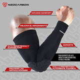 NeoCarbon Codera Deportiva de Neopreno contra Impacto (1 par), Compresión Ajustable para Brazo con Protector de Espuma en el Codo, Negro Chica