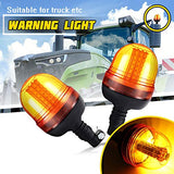 SUNWAN Baliza ámbar intermitente, 60 LED giratorio flexible DIN, 12 V/24 V luz de advertencia para tractor, camión, SUV, barco