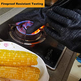 ▶ Guantes ignífugos de parrilla de barbacoa para freidora de pavo, 17 pulgadas, 1222 °F, guantes a prueba de calor para ahumador, barbacoa, horno para manejar alimentos calientes en freidora, parrilla, manga larga ignífuga