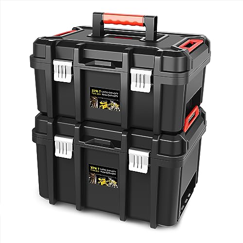 Juego  de herramientas para el hogar – Organizador con cerradura de almacenamiento portátil con bandeja extraíble para taller, cochera y hogar, gran capacidad, TOOLS-00310