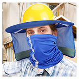 Sombrero duro para el sol, protección para el cuello, alta visibilidad, protección solar para el cuello, malla de ala completa, protección solar y polaina para el cuello, bandana para la cara, accesorios para casco duro (azul)