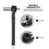 ▶ NEIKO  Right Angle 1/4-Inch Dual-Drive Head Mini Ratchet Wrench Screwdriver Bit and Socket 17-Piece Set | CR-V Steel