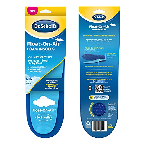▶ DR. SCHOLL'S Plantillas flotantes en el aire para hombres, insertos de zapatos que alivian los pies cansados y dolorosos con comodidad todo el día, para hombres 8-14