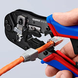 ▶ KNIPEX  Tools  Alicates de crimpado para conectores RJ45 Western, rojo/azul, 7-1/2 pulgadas