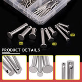 💢  Hilitchi Juego surtido de 122 pines y clips de acero inoxidable 304, incluye 9 estilos M4, M6, M8, M1.5, M2, M3, Pin de acero chapado en zinc y clips R de retención de resorte