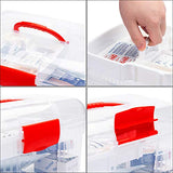 Red First Aid Clear Container Bin/Family Emergency Kit Storage Box w/Detachable Tray - MyGift