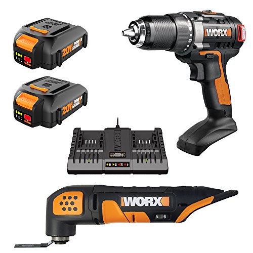 Juego de herramientas Worx wo7048 20 V taladro/conductor y 20 V oscilante Combo Kit de herramientas con dos pilas 20 V