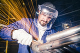 ▶ Careta de protección de Seguridad Industrial Protector facial de seguridad de doble corona con casco de trinquete y protector de barbilla, tinte transparente, revestimiento antivaho Sta-Clear, corona transparente, S38440