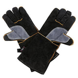 ▶ Guantes de soldador de  piel resistentes al calor y al fuego, con costuras de kevlar, guantes perfectos para chimenea, estufa, horno, parrilla, soldadura, barbacoa, mig, soporte para olla, manipulación de animales (16 pulgadas)